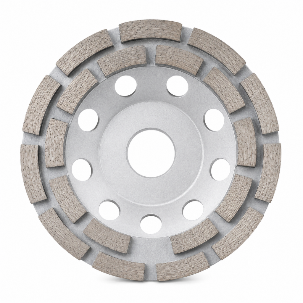 DOT double row diamond cup wheel for angle grinders, 4 to 7 inch, aggressive concrete and masonry grinding