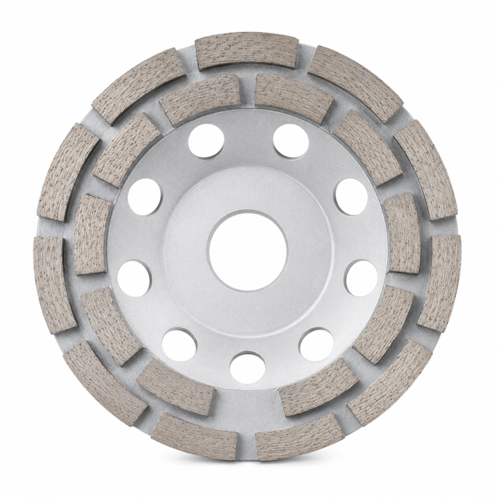 DOT double row diamond cup wheel for angle grinders, 4 to 7 inch, aggressive concrete and masonry grinding
